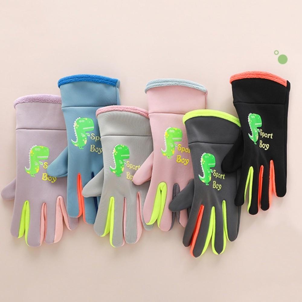 Windproof Kids Warm Gloves Cartoon Dinosaur Children's Outdoor Gloves  Sports