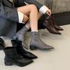 Pointed short boots women's thick heel retro Chelsea boots 2025 new Martin boots British style fashion medium heel thin boots