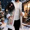 Men's Christmas Long Hooded Cardigan With Pockets Warm Jacket