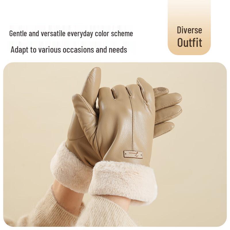 JIUMU Women's Warm Leather Touchscreen Gloves