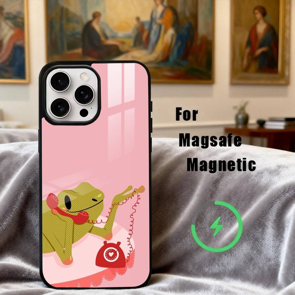 

T-The F-Лягушка C-Милый Чехол Для Телефона Для iPhone17,16,15,14,13,12,11 Plus,Pro Max Магнитный Для Magsafe Беспроводной Зарядки iPhone12mini