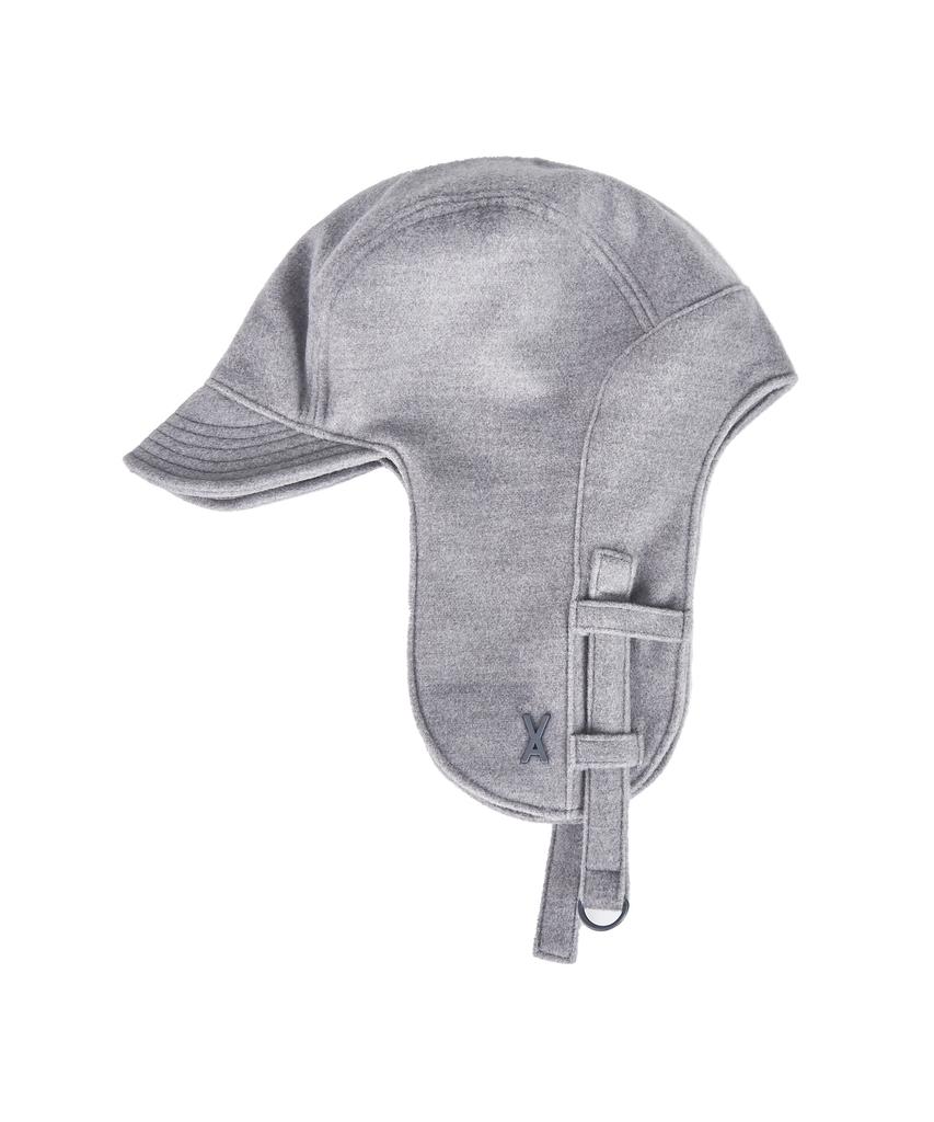 Bajal Studded Logo Oversized Wool Trooper Hat Grey