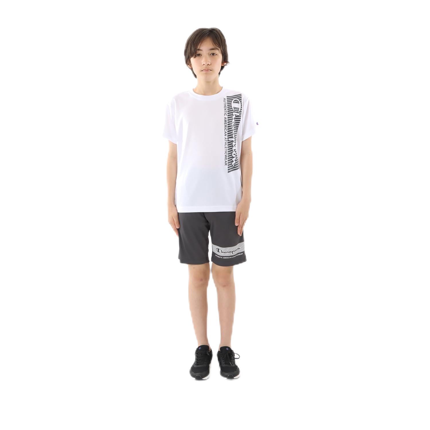 

Champion Short Sleeve Crew Graphic Logo School Kids T-Shirt, Neck, Quick-Drying, Print, Boys, White, CK-ZS319 белый