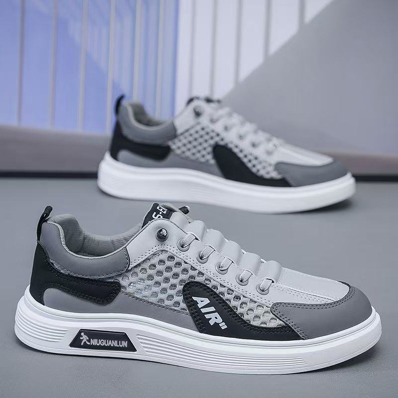 Hollow leather shoes men's summer breathable soft leather lowtop business leisure onepedal hole dad men's shoes