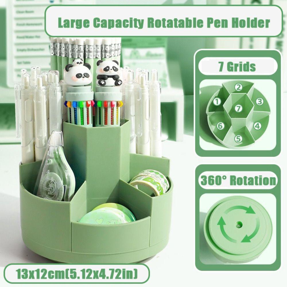 Plastic Pen Container 7/10 Grids Stationery Storage Box Cartoon Pen Holder  School Office