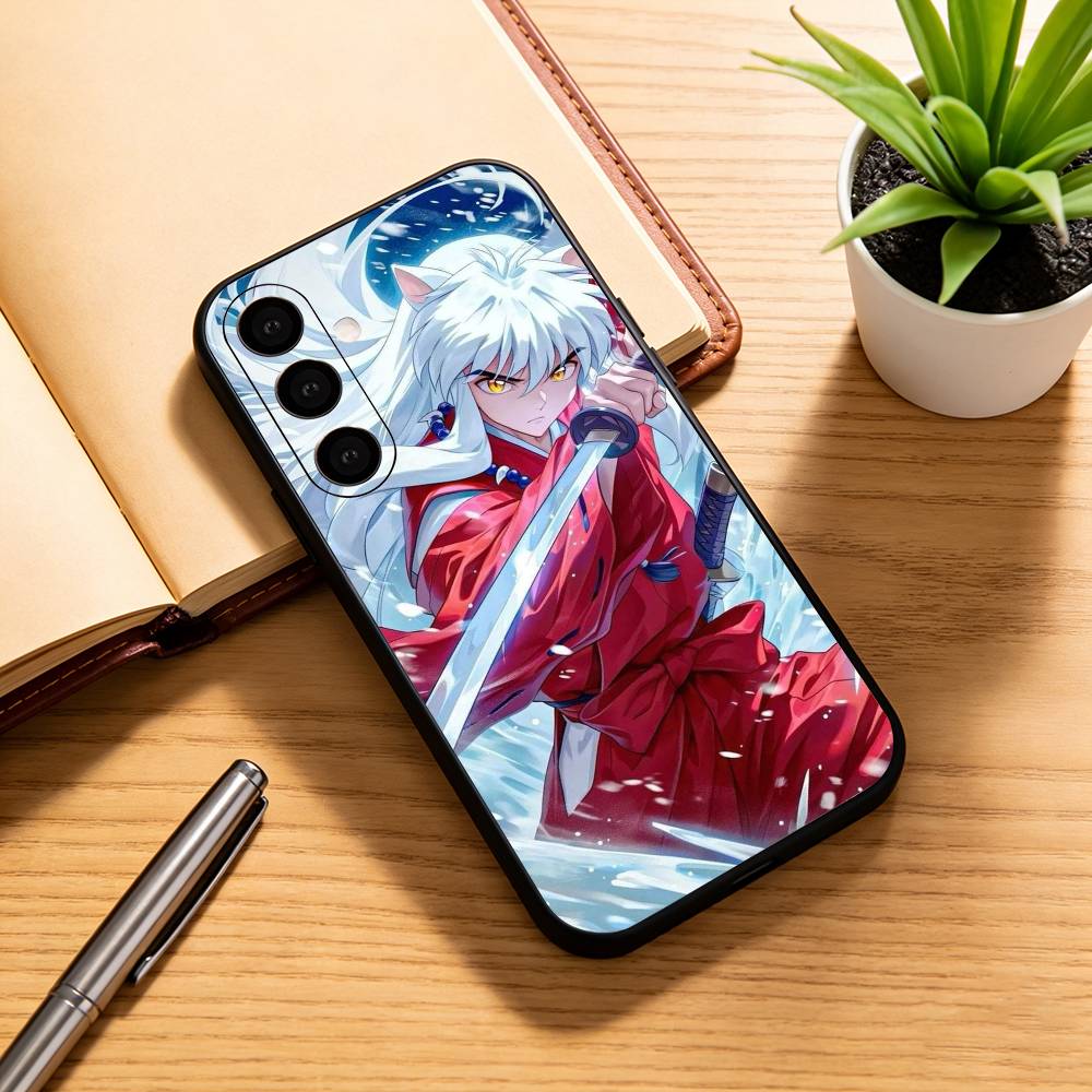 Inuyasha Silhouette Red Katana Anime Phone Case Black Silicone Soft For Samsung Galaxy A73,A72,A71,A70,A53,A52,A51