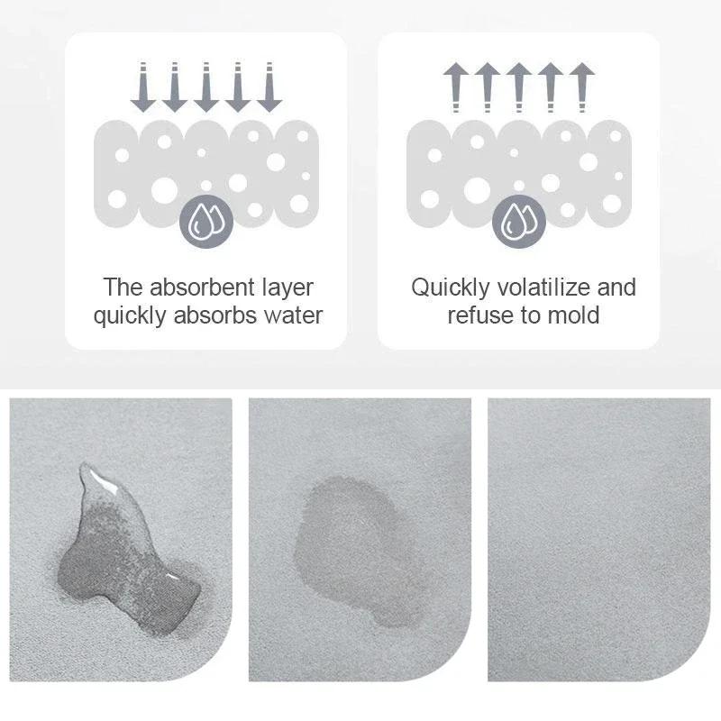 Bath Mat Diatomite Foot Mat Bath Mat Super Absorbent Bathroom Rug Non-slip Bathtub Side Carpet Shower Room Area Rug