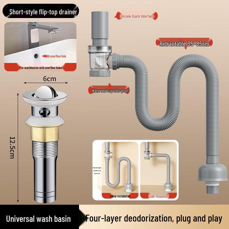 Washbasin Drain Pipe & Pop-up Kit