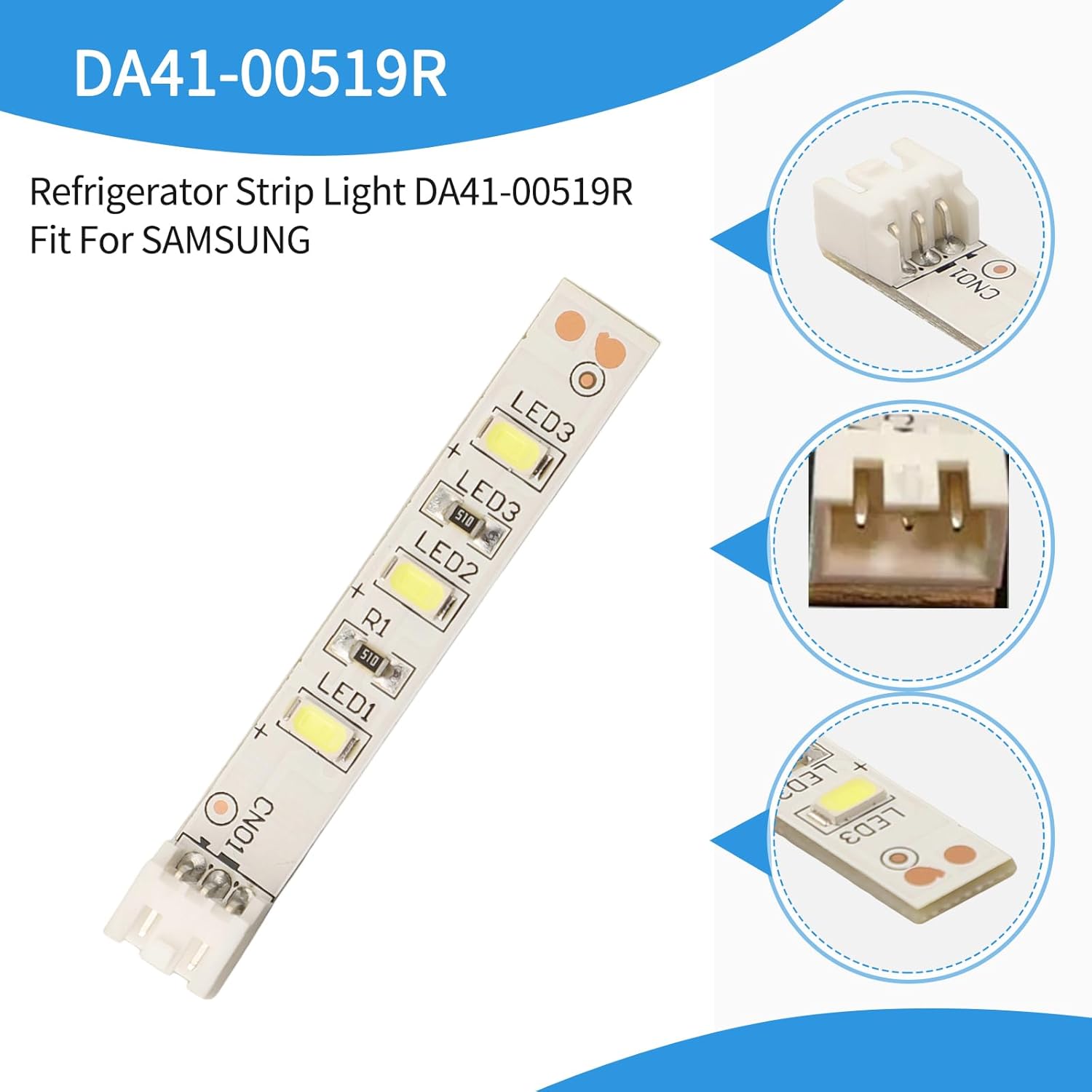 

DA41-00519R Світлодіодна стрічка для холодильника підходить для SAMSUNG, 12V LED освітлення інтер єру холодильника для холодильників Samsung, Світлова планка 65 мм, Лампочка для холодильника