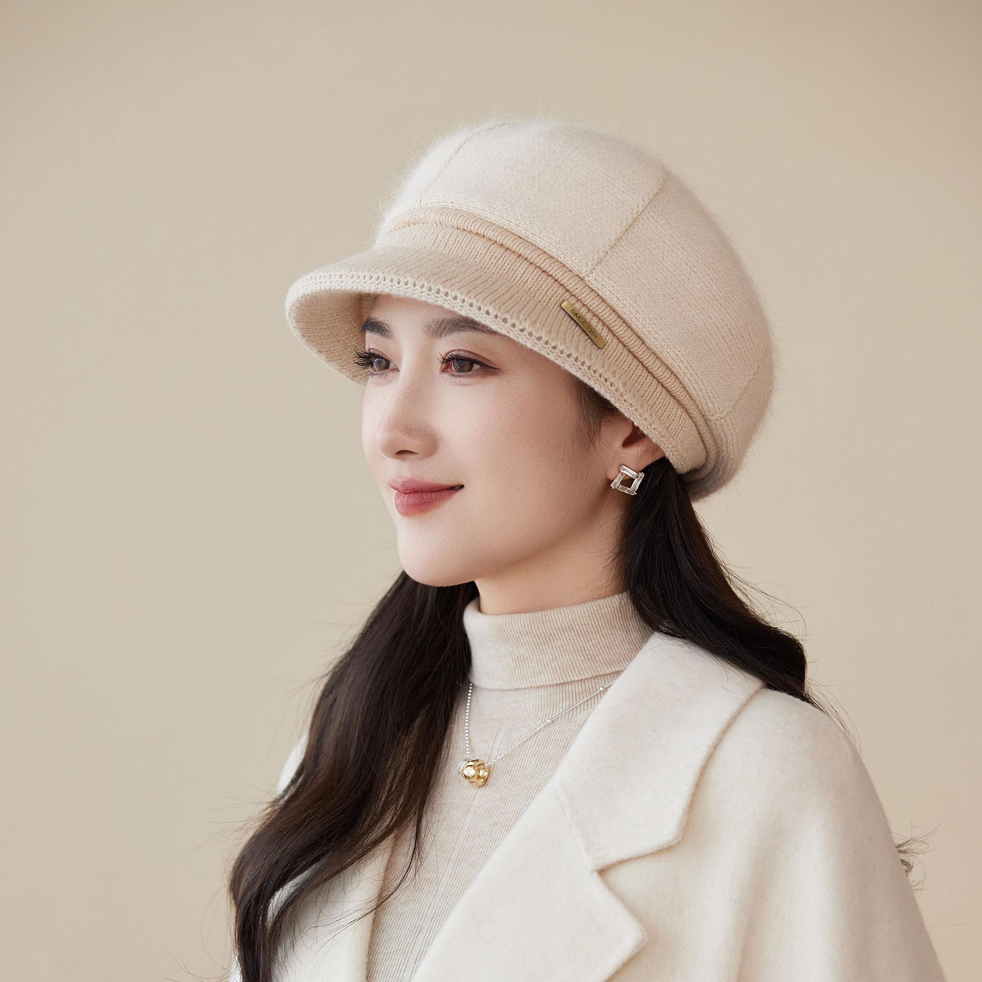 

Шляпа Женский Вязаный Берет с Утиным Козырьком Новый Осенне-Зимний Теплый Головной Убор для Женщин Среднего и Пожилого Возраста One size бежевый