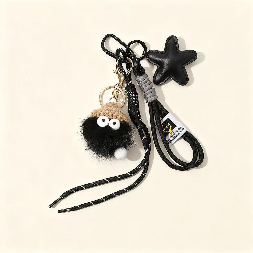 Cute Fashion Coal Fur Ball Doll Unisex Funny Casual Camera Bag Backpack Pendant Accessories Gift Bag Charm