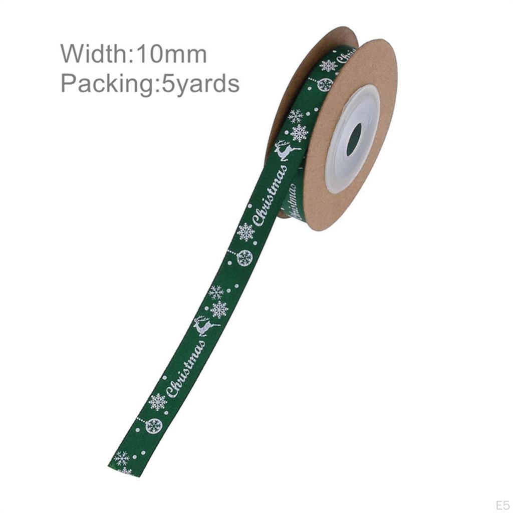 5 Yards Holiday Ribbon Printed for Supplies Gift Wrapping Decor Hair Bow Clip Accessory Making Party