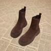 Early Autumn Suede Retro Korean Flat Women's Shoes 2025 Autumn and Winter Fashion Super Fire Thick-soled Chelsea Foreign Style Small Short Boots