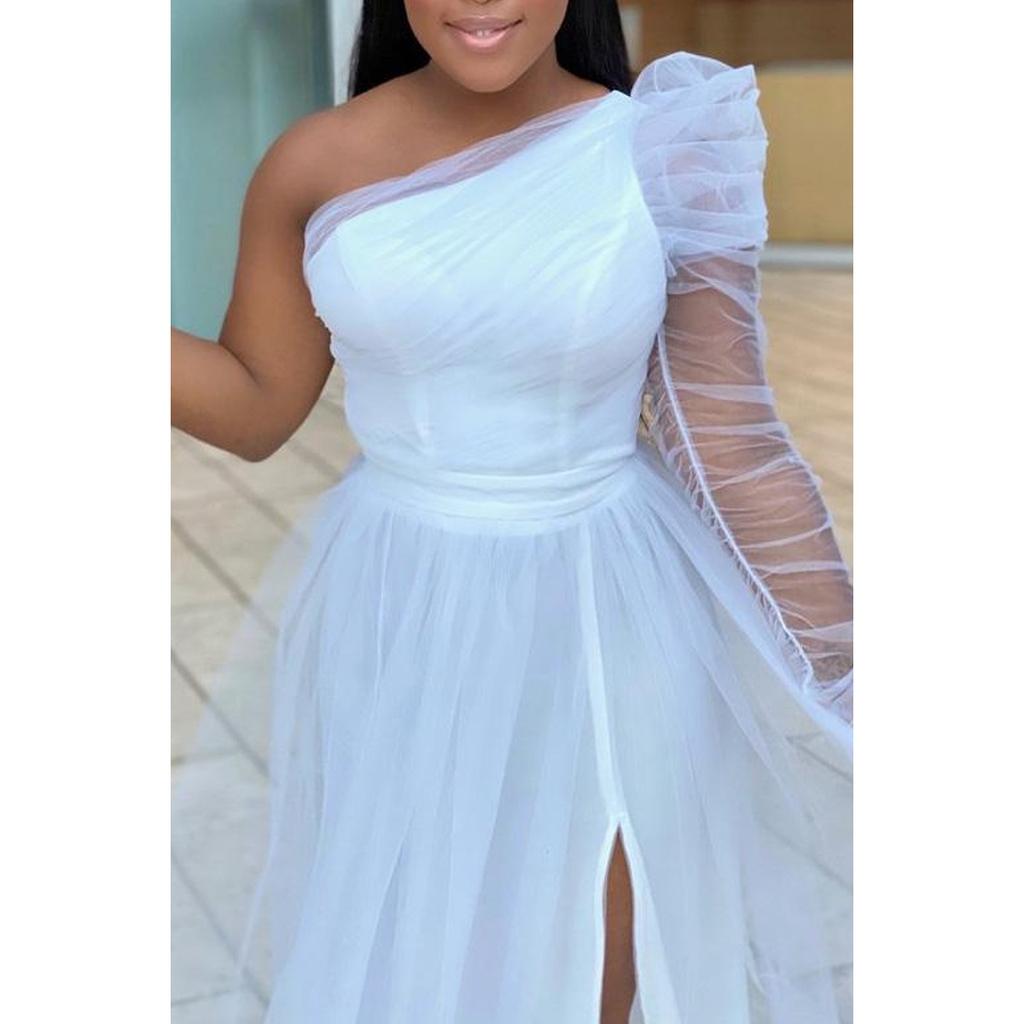Spring Summer New Women's Plus Size Loose Flare Mesh Dress, Casual Commute European American Style Dress