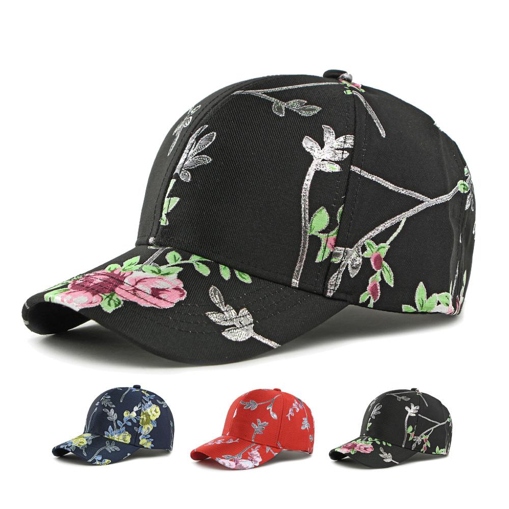 Damen Baseballkappe mit Blumenmuster - Stylischer lässiger verstellbarer Hut für den Alltag/Ausflüge (3 Farboptionen)