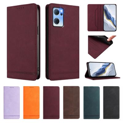 Magnetic Phone Book Case For OPPO Reno 7Z 7 6 5 Lite 7 5 F 5 4 F 4 Lite RFID Anti-Theft Flip Leather Cover Card Holder
