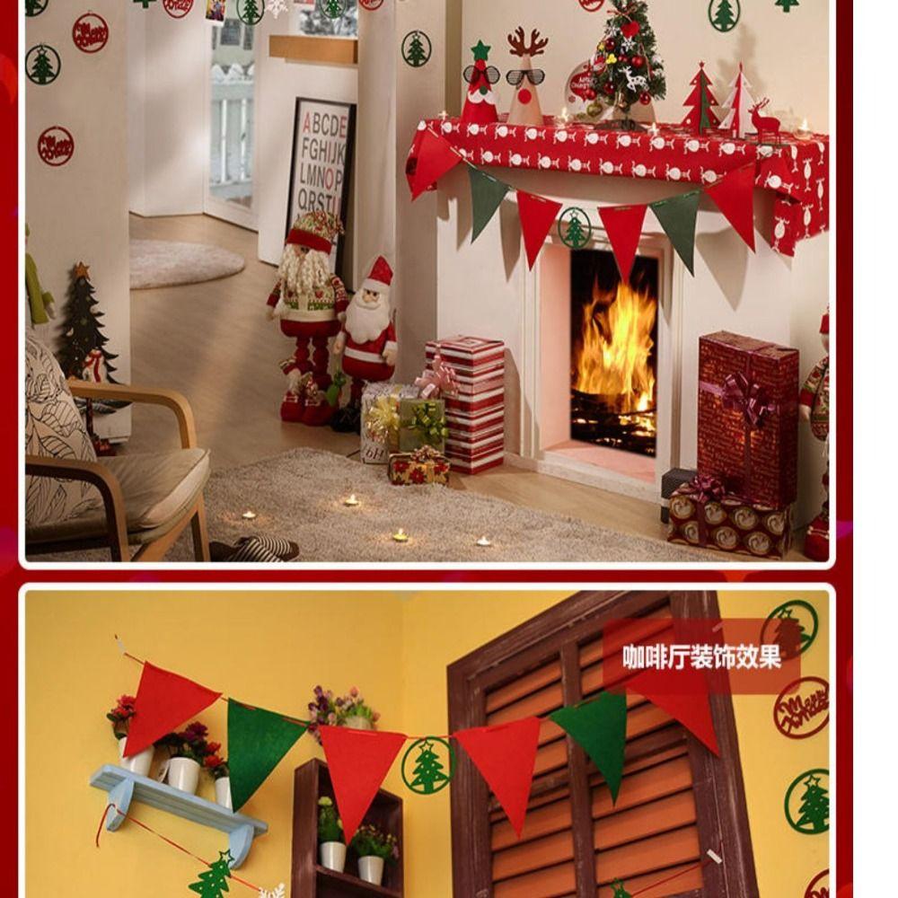 Felt Christmas Banner Elk Design Santa Design Felt Christmas Banner Red Green Hanging Ornament Hanging Bunting Outdoor Decor