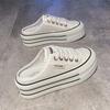 Baotou Half Slippers Women Wear Cool Slippers Outside Summer New Thick-soled Heel-less Lace Mesh Breathable Little White Shoes