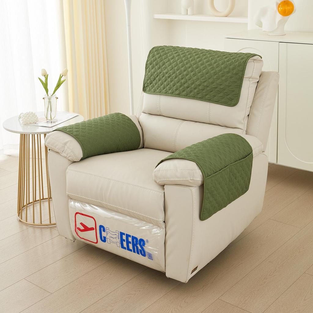 Sofa Headrest Cushion Armrest Cushion Multi-piece with Storage Sundries Pocket, Non-slip and Stain-resistant