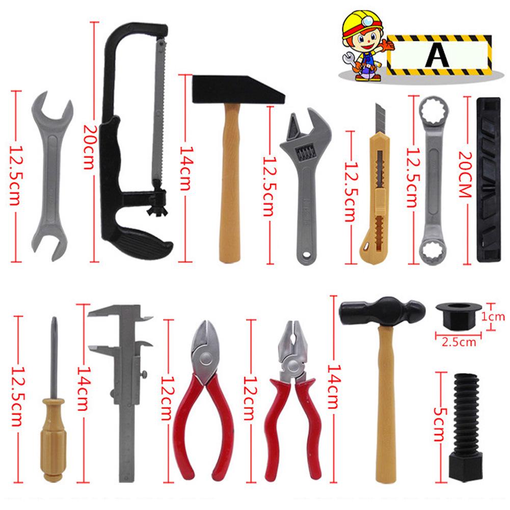 (Virtual Warehouse) Children S Pretend Play Simulation Multifunctional Repair Tool Hacksaw 14 Piece Set DIY Educational