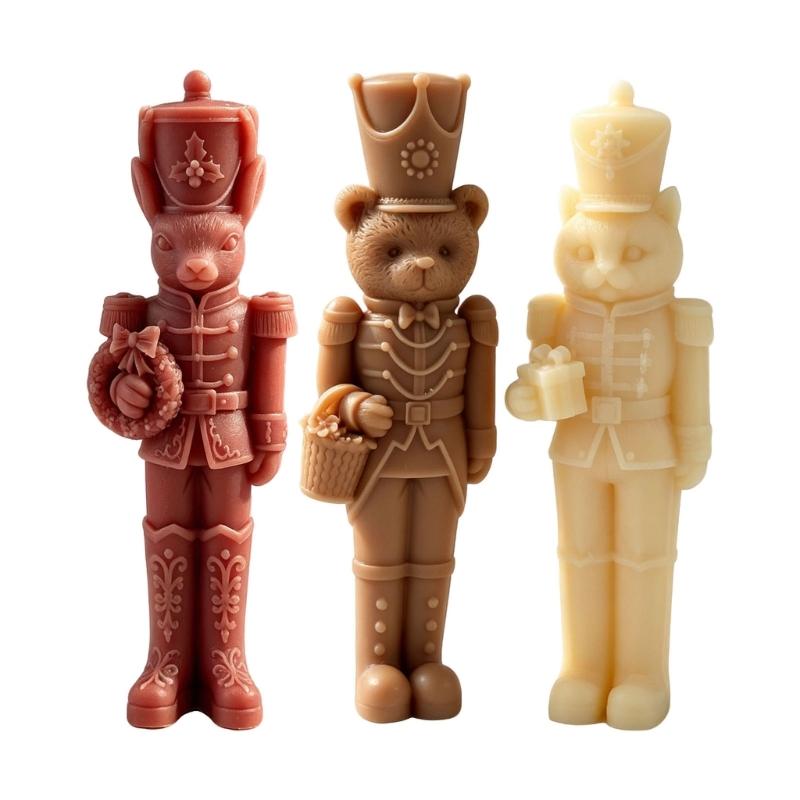 Side Slit Candle Making Form for Holiday Figure Projects, Flexible Standing Soldier Shape for DIY Winter Use and Display