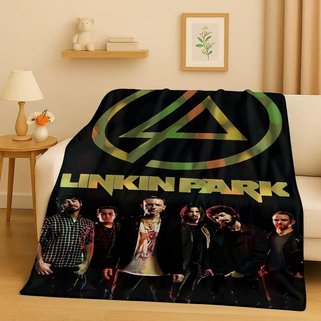 Retro L-Linkin Park Sign Rock Band Music Flannel Blanket,Ultra Soft Warm Plush Throw for Home Bedroom Bed Sofa Cover Camping