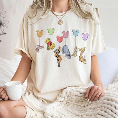 Disney Winnie The Pooh T-Shirt Cotton Men's Women  Casual Trendy Oversized Streetwear Loose Short Sleeve Unisex Event Outfit