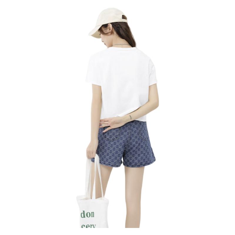 MJ STYLE Pure Cotton Short-Sleeve T-Shirt for Women, Summer 2026, Cropped Regular Shoulder Slimming Casual Versatile Petite Half-Sleeve Top