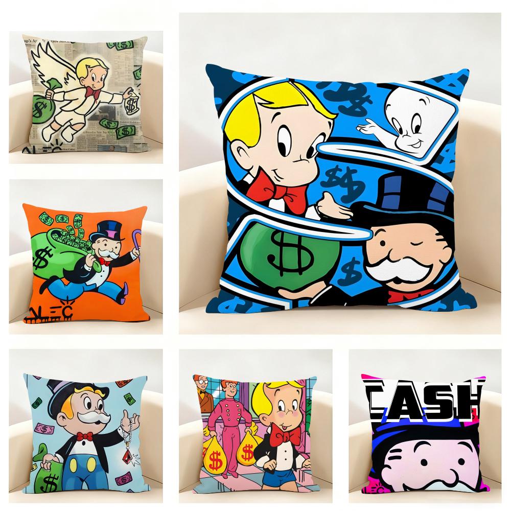 Urban Pop Art DDollar Alec Monopoly Cushion Cover Linen Pillowcase Soft for Sofa Bed Home Room Decor