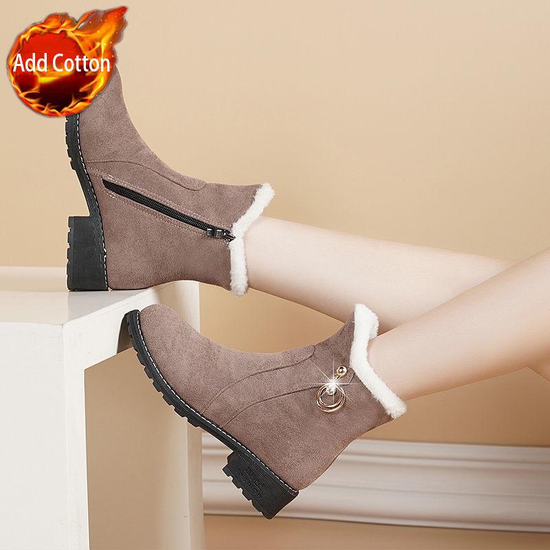 

Модные элегантные женские зимние ботильоны на среднем каблуке со стразами, дизайнерская роскошная мода 2025, готическая женская обувь 40