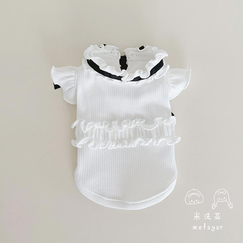 Pet Spring and Autumn Winter Base Shirt Collar Strap Versatile Flying Sleeve Base Shirt Dog Tank Top Dog Clothes for Small Dogs
