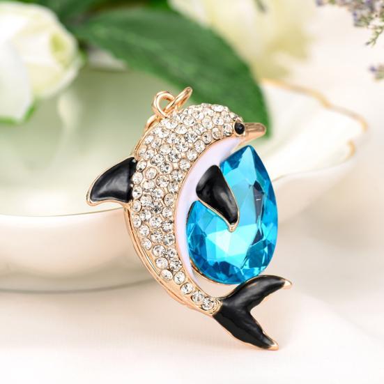 Schlüsselanhänger Strassbesetzter Delfin-förmiger Schlüsselanhänger Anhänger mit starkem Karabinerhaken Schlüssel Taschen Autoschlüssel Zubehör