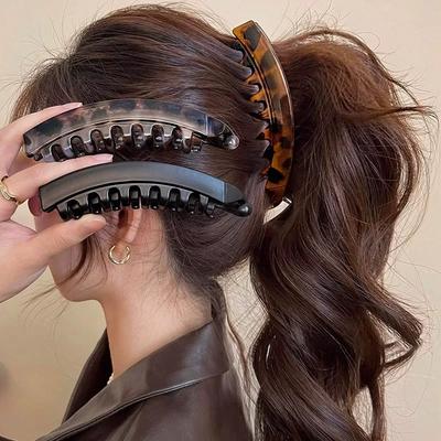 Vintage Leopard Print Bananen-Haarnadel Zopf-Twist-up-Clip zum Zeigen von Haarvolumen am Hinterkopf - Clip