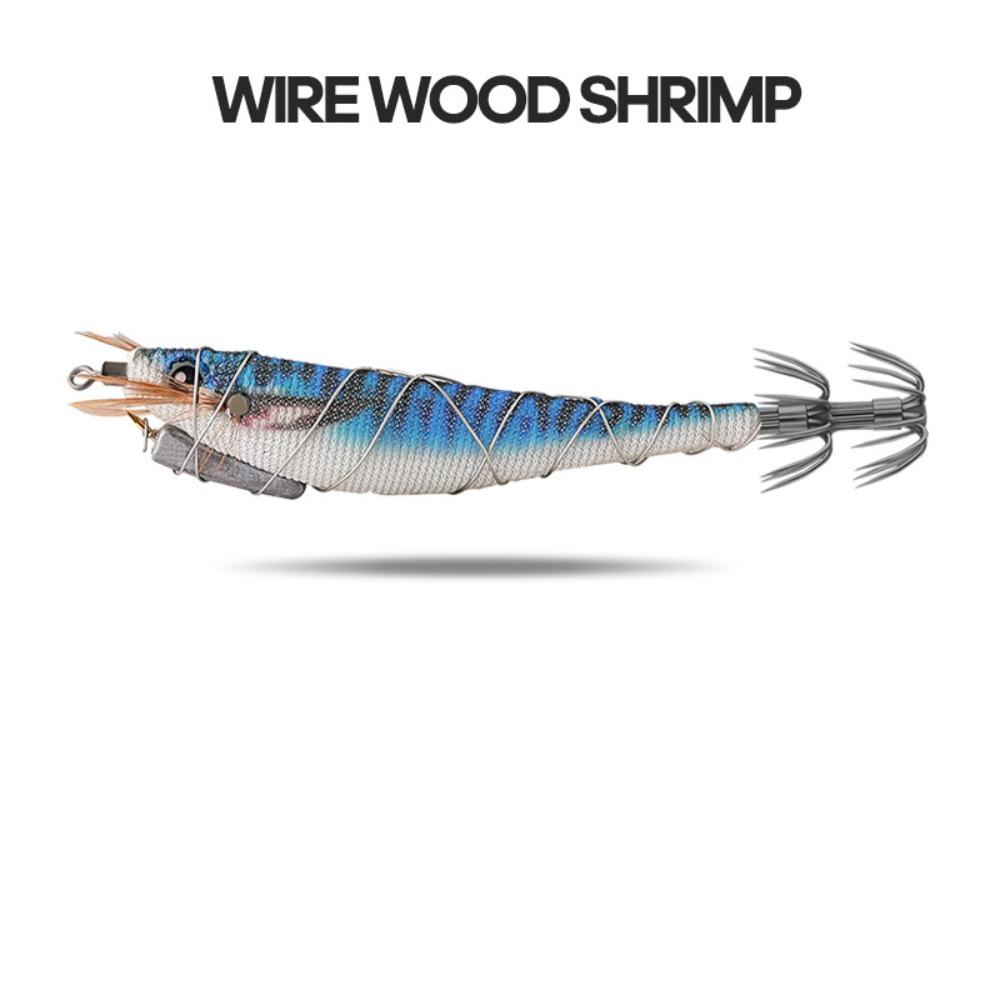 Plastic Metal Wire Wood Shrimp Multicolor Octopus Lure Durable Fishing Bait  Fishing