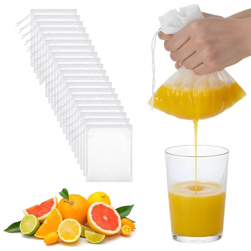 20Pcs Multipurpose Straining Bag Reusable Filter Cheese Cloth Bag with Adjustable Drawstring Food Yogurt Strainer 1