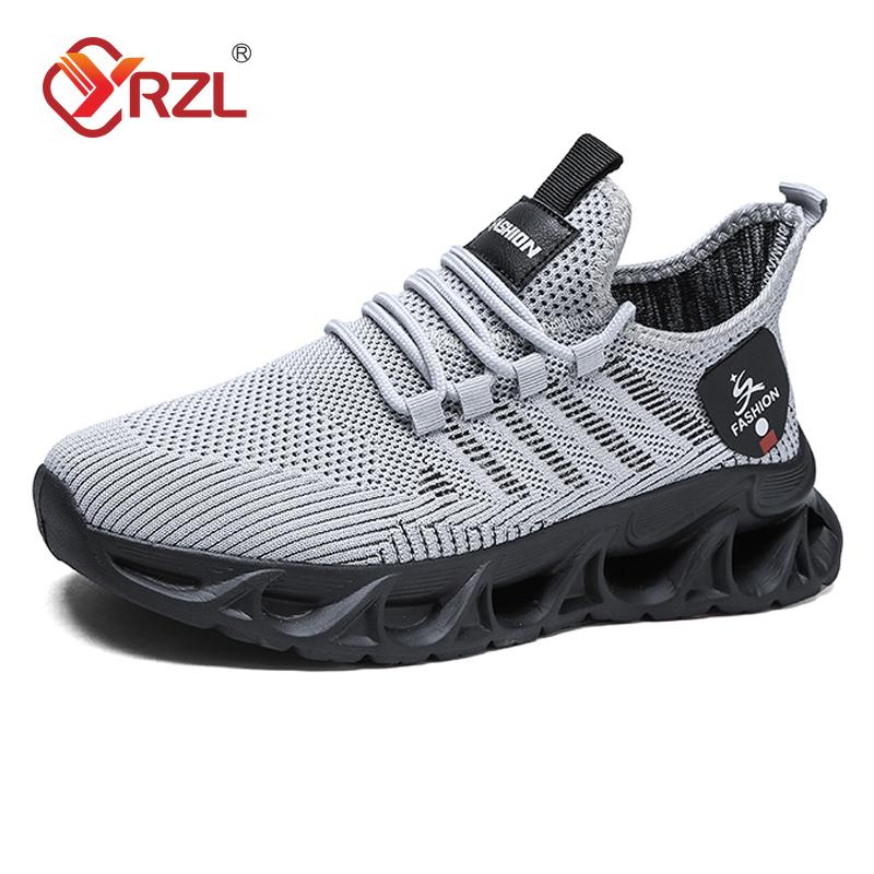 

YRZL Mens Sport Shoes Breathable Lightweight Sneakers Outdoor Mesh Black Running Shoes Athletic Jogging Tenis Walking Shoes Man 46 сірий