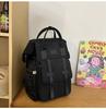 Nylon Middle School Student Schoolbag Waterproof Solid Color Backpack Large Capacity
