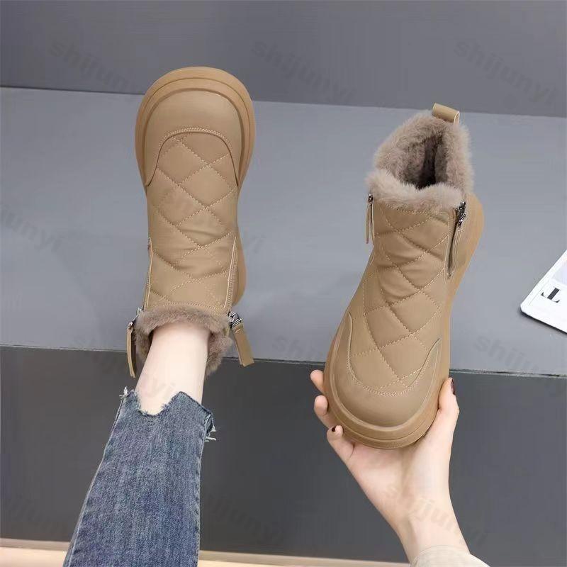 

Women 2026 Winter Retro Solid Warm Thickern Velvet Short Snow Boots Plush Comfortable Non Slip Chunky Cotton Versatile Boots 35 хакі