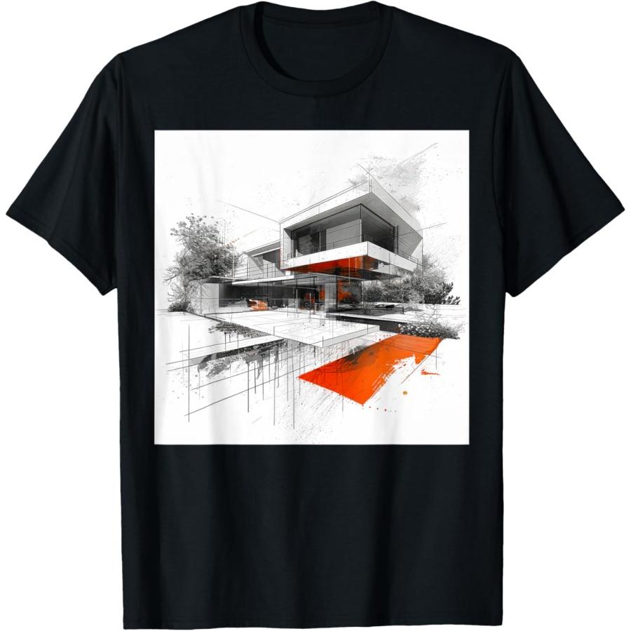 Modern Architectural Sketch T-Shirt S чёрный