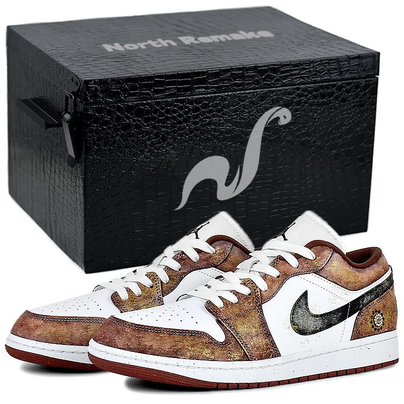

Jordan Air Jordan 1 Abrasion Resistant Low top Vintage Basketball Shoes Unisex White Red Black HF3148-102(Team96-S-BOX) 44.5