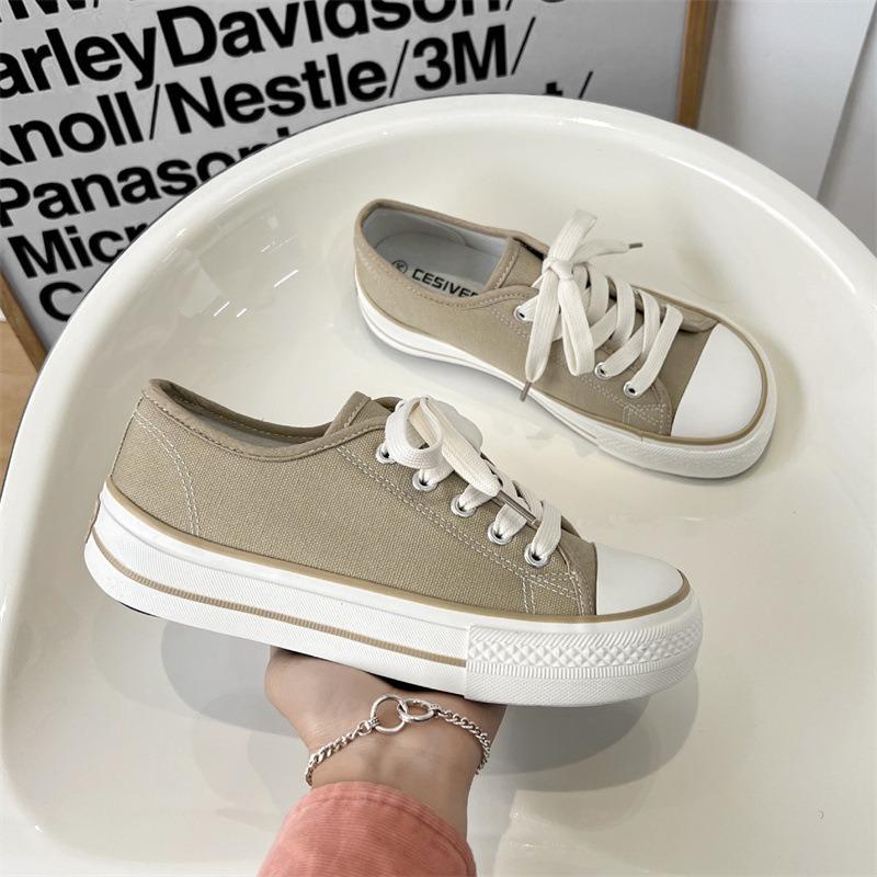 Damesko i lerret Dame Mote Sommer Casual Sneakers Student Fritidssko Høy Topp Dame Vulkaniserte Sko