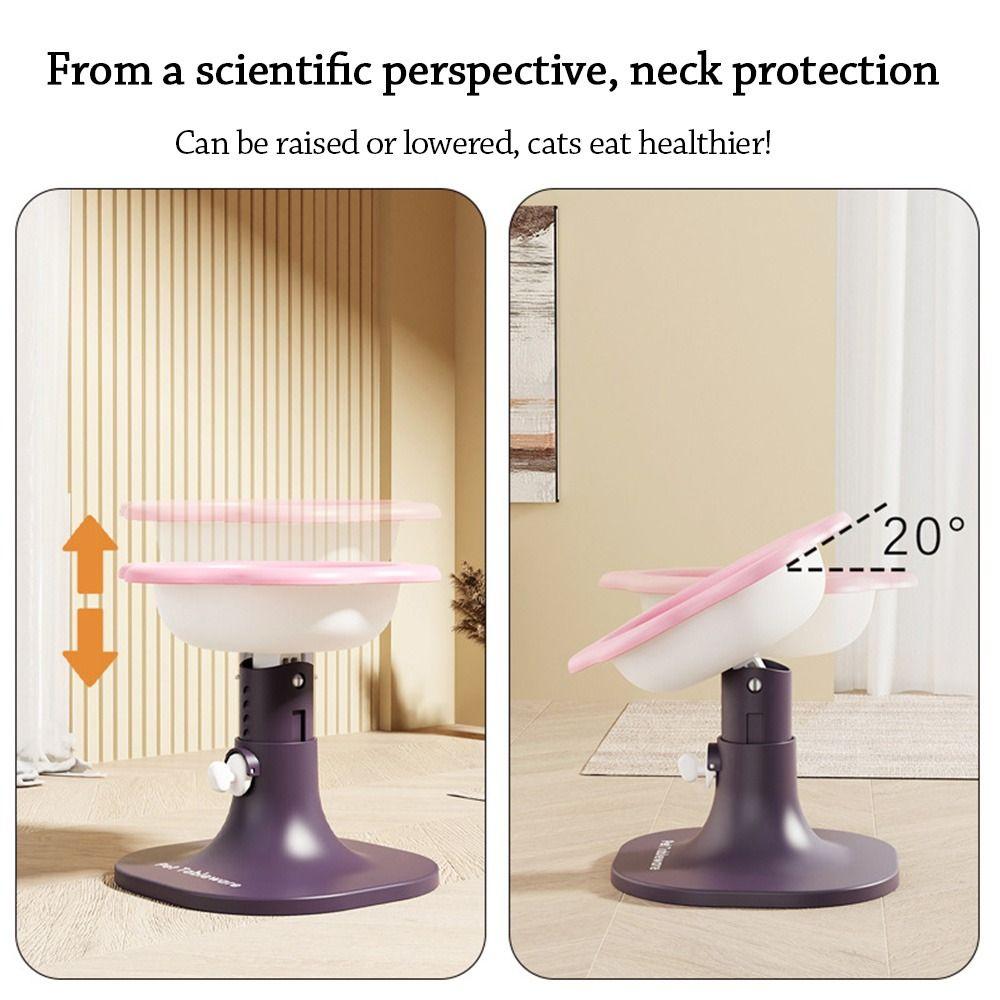 Stable Adjustable Height Angle Cat Bowl Dual-use Neck-protecting Pet Bowls Anti-rollover Pet Feeder