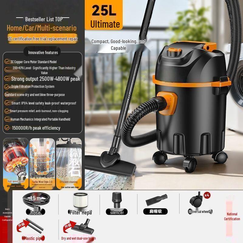 High-Power Home & Car Vacuum: Industrial Suction for Floors, Carpets, Renovations, and Grouting
