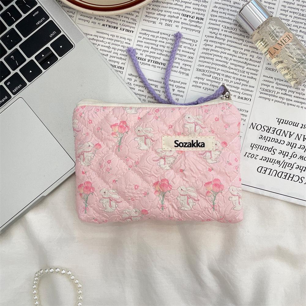 Floral Quilted Cotton Sanitary Napkin & Coin Storage Bag - Large Capacity, Soft, Cute Design