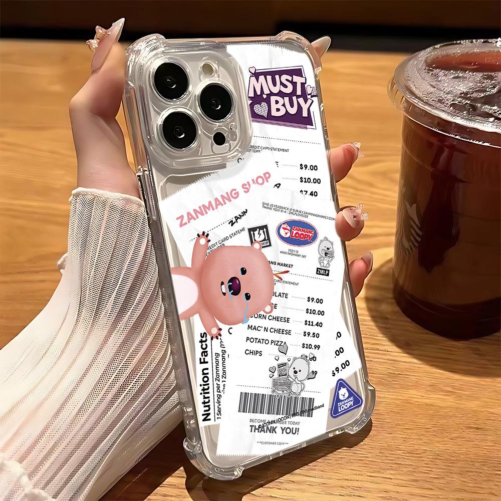 Cartoon Cute Pink Loopies Phone Case for IPhone 16 15 14 13 12 11 Mini Pro Max X XR XSMax 7 8 Plus Shockproof Transparent Cover