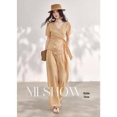 Mixiu Women's Tencel Ramie Two-Piece Set