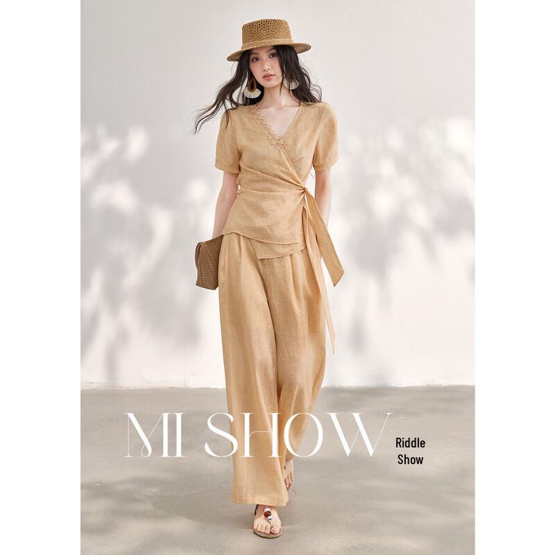 Mixiu Women s Tencel Ramie Two-Piece Set S
