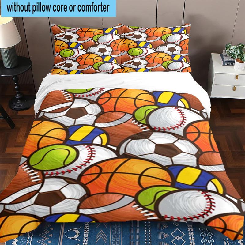 3PCS Basketball Pattern Background 3pcs Bedding,Including 3PCS Duvet Cover And 2pcs Pillowcases Perfect for Christmas,Ideal for Bedroom, Dormitory