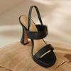 Fashion Sandals for Woman Women's Shoes Buckles Sexy Summer 2024 One Word Thick Heel Leather Footwear Open Toe High Heels Comfort Sandal
