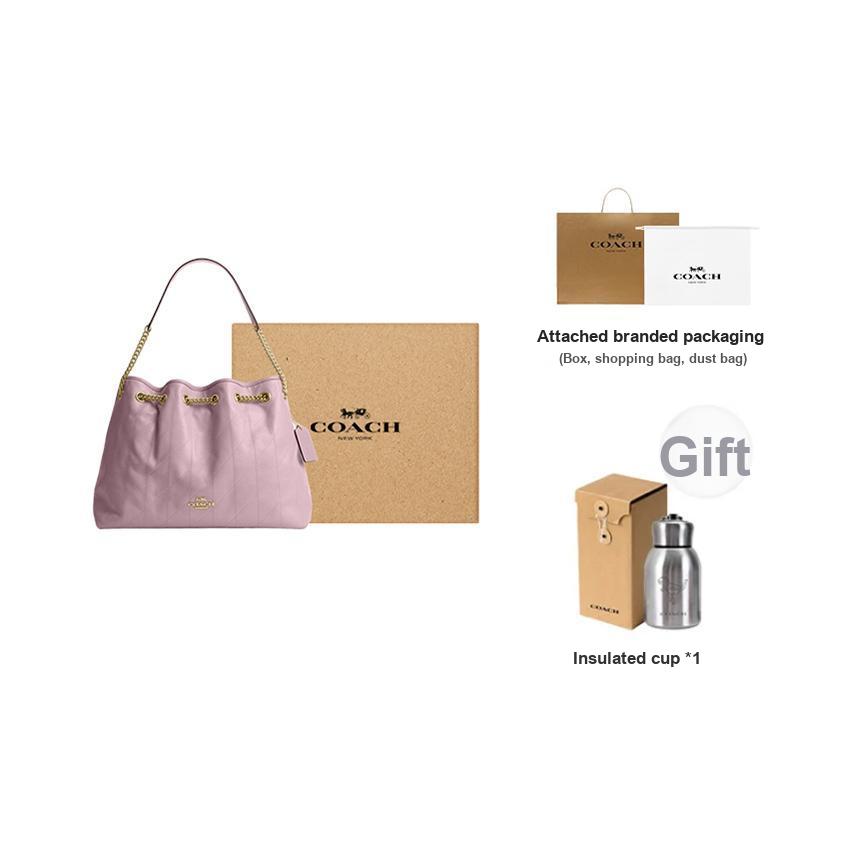 Coach Evelyn 34 Quilted Detail Leather Tote Shoulder Bag Large Women bags Carnation CDR00-IMORP